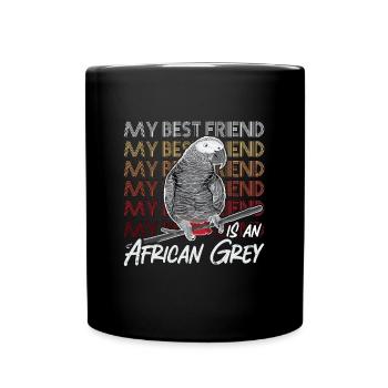 Gris africain Mon meilleur ami est ornithologue - Mug uni - noir - Devant