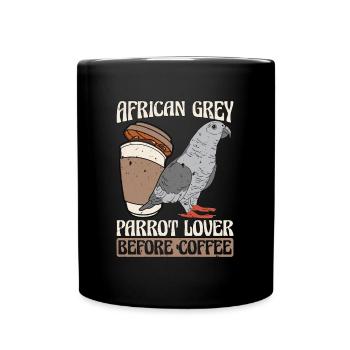 Amoureux des perroquets gris africains avant le café des perroquets - Mug uni - noir - Devant
