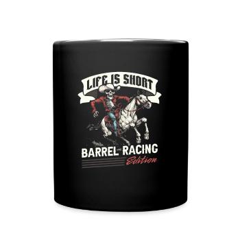 Fassrennen Westernreiten Barrel Racing - Tasse einfarbig - Schwarz - Vorne