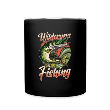 Muskie Fishing Wilderness Fishing Fisherman Muskie - Full Colour Mug - black - Front