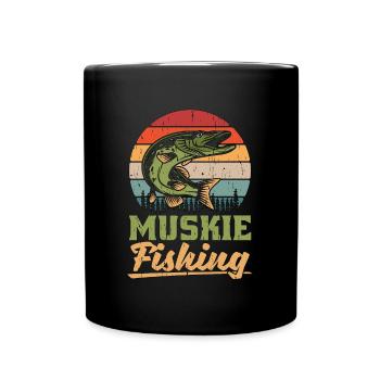 Muskie Fishing Predatory Fish Muskie Fisherman - Full Colour Mug - black - Front