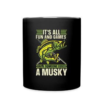 Musky Fishing It's All Fun And Games Fishing Rod - Tasse einfarbig - Schwarz - Vorne
