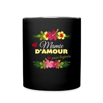 Oma der Liebe Omas Blume Hibiskus - Tasse einfarbig - Schwarz - Vorne