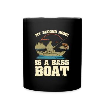 Pêche à l’achigan Ma deuxième maison est un pêcheur en bateau - Mug uni - noir - Devant