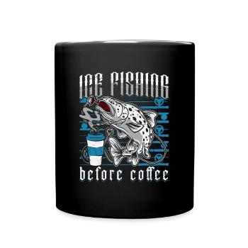 Pêche sur glace avant le café Ice Fisher Amateur de café - Mug uni - noir - Devant