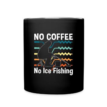 Pêcheur sur glace, Pas de café, Pas de pêcheurs, Amateur de café - Mug uni - noir - Devant