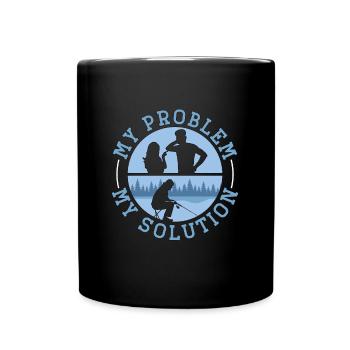 Pêcheur sur glace Mon problème Mon pictogramme Papa Maman - Mug uni - noir - Devant