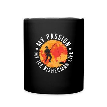 Pêcheur sur glace Ma passion Mon amateur de pêche sur glace - Mug uni - noir - Devant