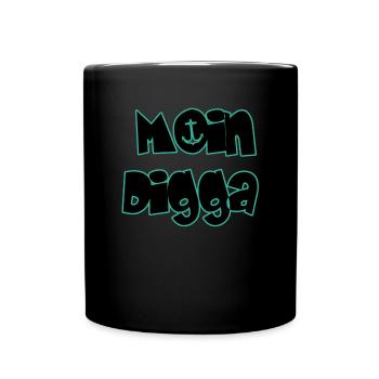 Moin Digga - Tasse einfarbig - Schwarz - Vorne