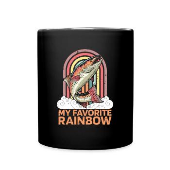 Pêche à la truite Mon pêcheur arc-en-ciel préféré - Mug uni - noir - Devant
