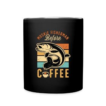 Muskie Fisherman Before Musky Fishing Coffee Lover - Full Colour Mug - black - Front