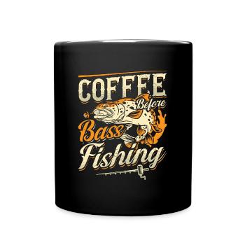 Bass Fisherman Coffee Amateur de café d’achigan à grande bouche - Mug uni - noir - Devant