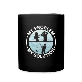 Pêcheur d’achigan Mon problème Mon pictogramme Papa Maman - Mug uni - noir - Devant