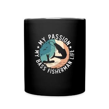 Pêcheur d’achigan Ma passion Pêche à la mouche de l’achigan - Mug uni - noir - Devant