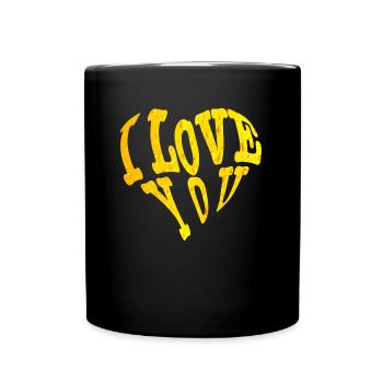 I love You, ich liebe dich, Bier, Beer - Tasse einfarbig - Schwarz - Vorne
