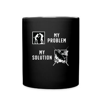 Pêcheur de doré Mon problème Mon pictogramme Papa Maman - Mug uni - noir - Devant