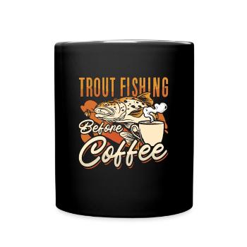 Pêche à la truite avant le café Pêcheur Amateur de café - Mug uni - noir - Devant