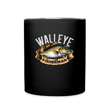 Walleye Fishing Walleye Fisherman Loves Boating - Full Colour Mug - black - Front