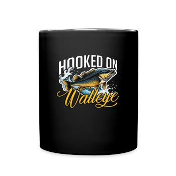 Walleye Fishing Hooked On Walleye Boating Lover - Full Colour Mug - black - Front