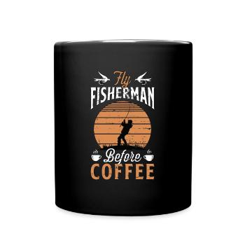 Pêcheur à la mouche avant la chasse au poisson amateur de café - Mug uni - noir - Devant