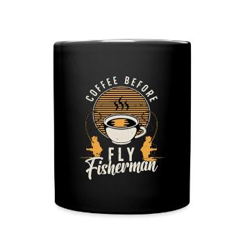 Café de pêcheur à la mouche avant l’amateur de café de pêcheur à la ligne - Mug uni - noir - Devant