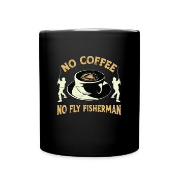 Pêcheur à la mouche sans café Canne à pêche amateur de café - Mug uni - noir - Devant