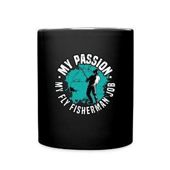 Pêcheur à la mouche Ma passion Mon amateur de chasse au poisson à la mouche - Mug uni - noir - Devant