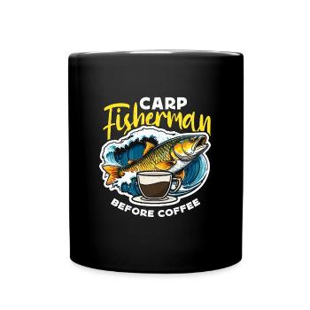 Pêcheur de carpe avant la pêche sportive amateur de café - Mug uni - noir - Devant