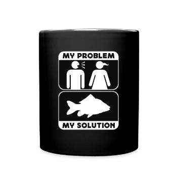 Pêcheur de carpe Mon problème Mon pictogramme Maman Papa - Mug uni - noir - Devant