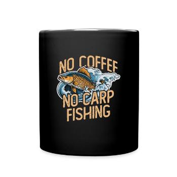 Pêcheur de carpes sans café Canne à pêche amateur de café - Mug uni - noir - Devant