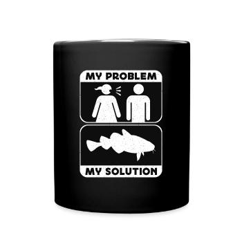 Pêcheur de carpes Mon problème Mon pictogramme Papa Maman - Mug uni - noir - Devant
