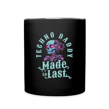 Techno Raver Skelett Fathers Day Dad - Tasse einfarbig - Schwarz - Vorne