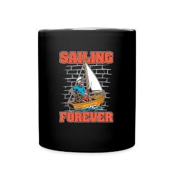 Sailing Sailor Sailboat Skeleton - Full Colour Mug - black - Front
