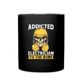 Electrician Electronics Technician Skull - Full Colour Mug - black - Front