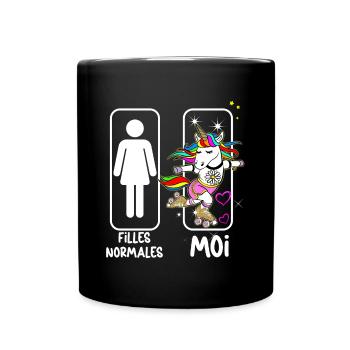 Vintage Adult Unicorn Girl Woman 80s - Full Colour Mug - black - Front