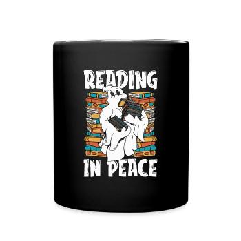Reading In Peace Loves Reading Books Avid Reader - Tasse einfarbig - Schwarz - Vorne