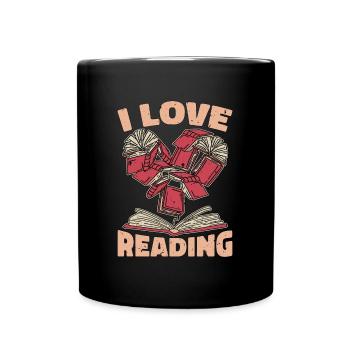 Reading I Love Reading Books Literature Reader - Tasse einfarbig - Schwarz - Vorne
