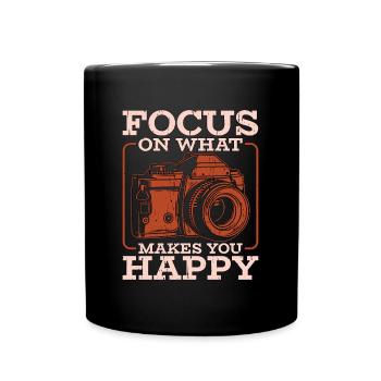 Photographer Focus On What Makes You Happy Camera - Tasse einfarbig - Schwarz - Vorne
