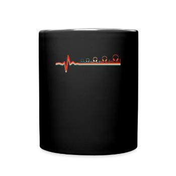 Techno Raver, Ekg, Heartbeat - Full Colour Mug - black - Front