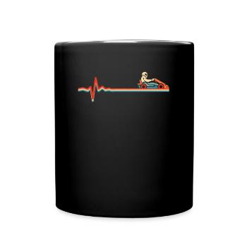 Go Kart Karting Kart Driver Ekg Battement de cœur - Mug uni - noir - Devant