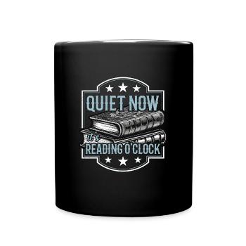 Reading Quiet Now It's Reading O'Clock Bookworm - Tasse einfarbig - Schwarz - Vorne