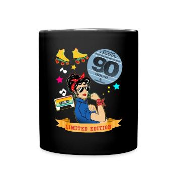 Frau 90er Jahre Kassette Musik 1990er Jahre - Tasse einfarbig - Schwarz - Vorne