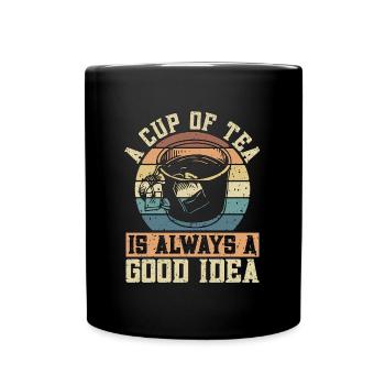Hot Tea A Cup Of Tea Is Always A Retro Hot Drinks - Full Colour Mug - black - Front
