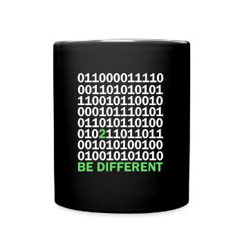 Binary Code Be Different - Full Colour Mug - black - Front