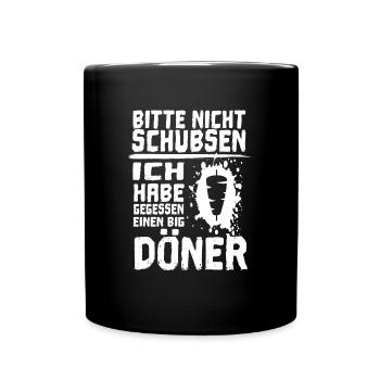 Döner Kebab essen - Bitte nicht schubsen! - Tasse einfarbig - Schwarz - Vorne