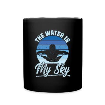 Nageur L’eau est mon ciel aime plonger les nageurs - Mug uni - noir - Devant