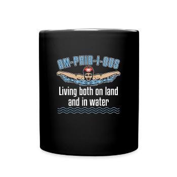 Swimmer Amphibious Living Both On Swimming Pool - Full Colour Mug - black - Front