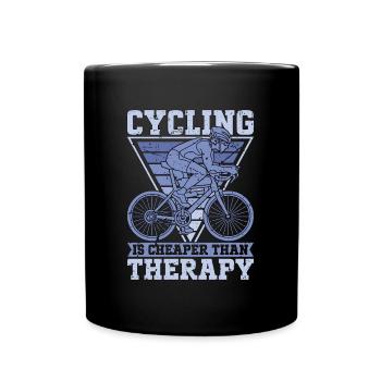 Cyclist Cycling Is Cheaper Than Therapy Road Bike - Tasse einfarbig - Schwarz - Vorne