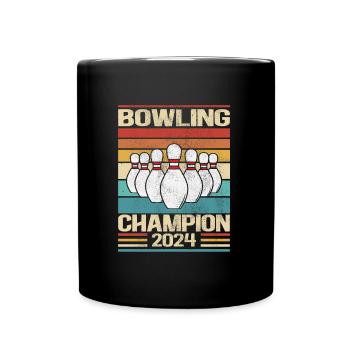 Bowling Champion 2024 - Retro Design - Tasse einfarbig - Schwarz - Vorne