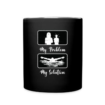Nageur Mon problème Ma solution Pictogramme Maman Papa - Mug uni - noir - Devant